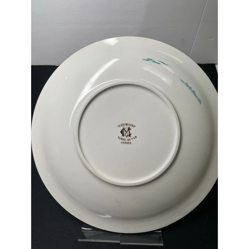 Antique 1880s French Terre de Fer Porcelain No. 3 Signed & Marked Plate See Desc